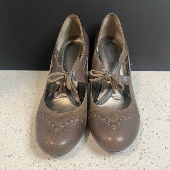 NATURALIZER N5 Comfort Annabelle Leather Suede Brown Pumps 3 Heels Slip On - Picture 2 of 11